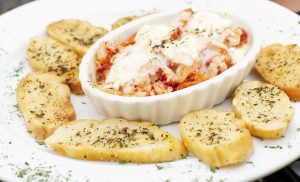 Lobster meat with cheese casserole